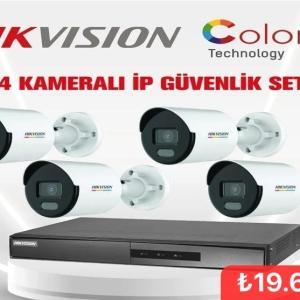 Hikvision 4 Kameralı 4 Mp ColorVu İp Güvenlik Kamera Seti DS-2CD1047G2H-LIUF